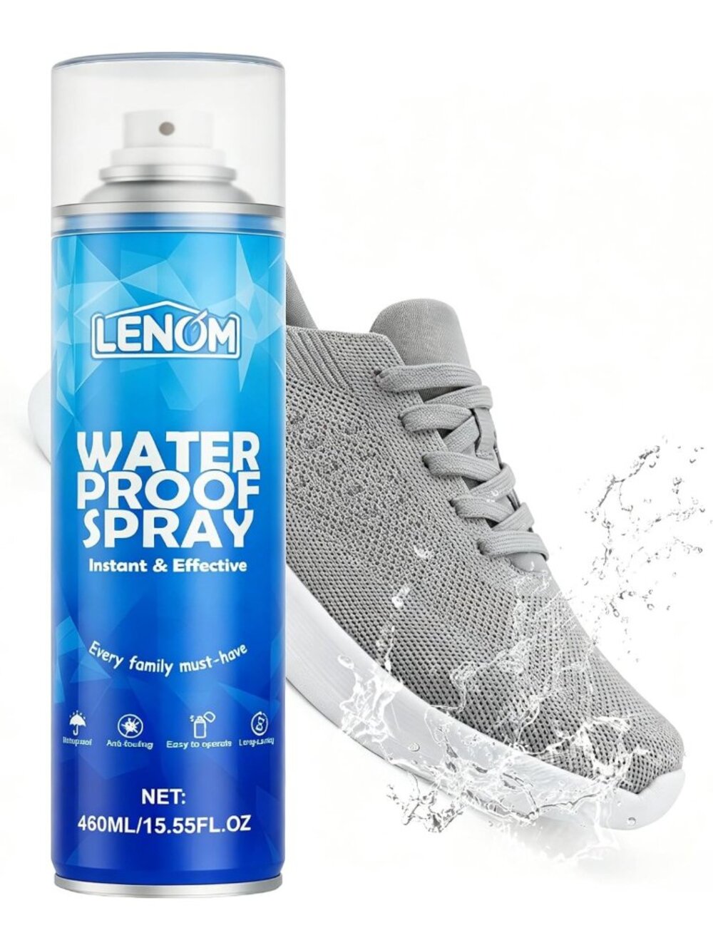 Shoe Protector Spray 15.55 OZ - Nano Repellent for Sneakers, Rain & Stain